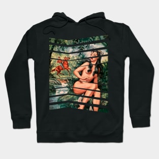 Beautiful Mythological Girl Retro Pin Up Looks at Crazy Rider Hoodie